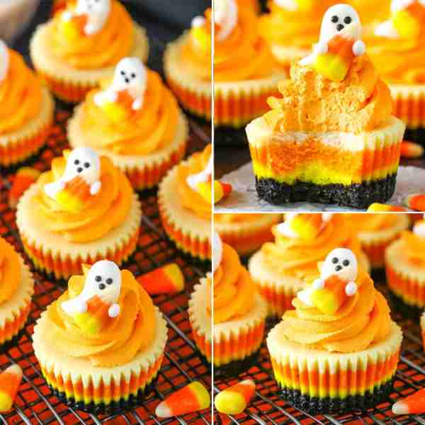 These Mini Candy Corn Cheesecakes are easy to make and such a fun Halloween dessert! If you’re looki...