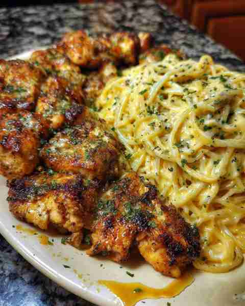 Creamy Three-Cheese Chicken Spaghetti with Garlic Cajun Ingredients: 2 large boneless, skinless chic...