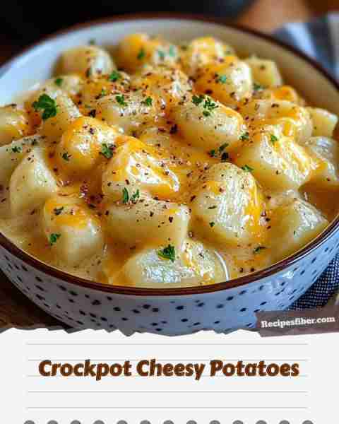 Crockpot Cheesy Potatoes 🍽️ Deliciously creamy and cheesy potatoes made effortlessly in your crockp...