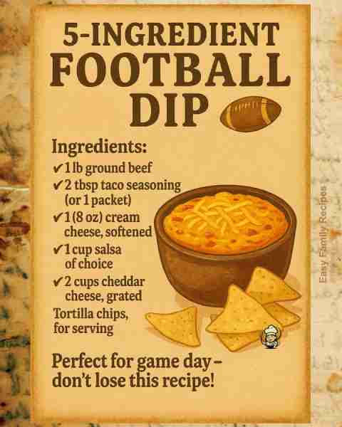 This 5-Ingredient Football Dip disappears before kickoff — everyone loves it! 🔥 Rich, gooey, and lo...