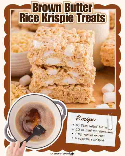 These Brown Butter Rice Krispie Treats are next-level delicious! - INGREDIENTS - - 10 Tbsp salted bu...