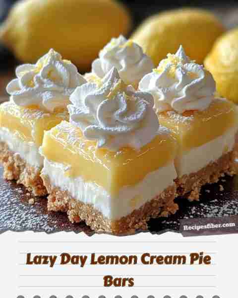 Lazy Day Lemon Cream Pie Bars 🍋 Enjoy a refreshing treat that's perfect for lazy days! 📋 Ingredie...