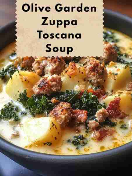 Olive Garden Zuppa Toscana Soup Ingredients: - 1 pound Italian sausage - 4 slices bacon, chopped - 1...