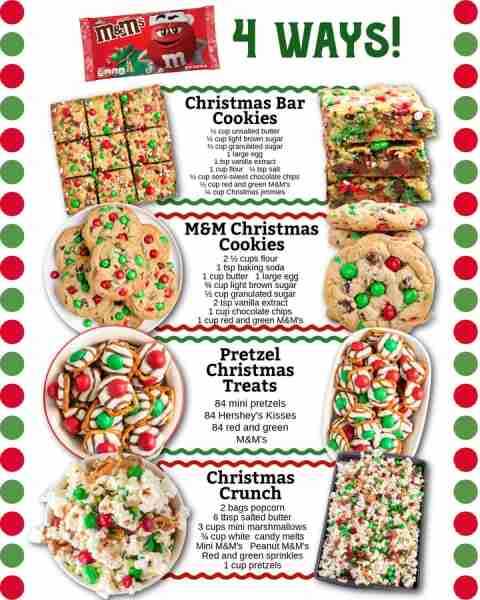 Festive, fun, and full of M&Ms… 4 Christmas treats you’ll want on repeat!🎄💚❤️ Ingredients Christma...