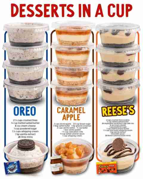 These Desserts in a Cup are made to impress (and easy to share!) 💕🥄 Ingredients Oreo 🤍2 ½ cups cr...