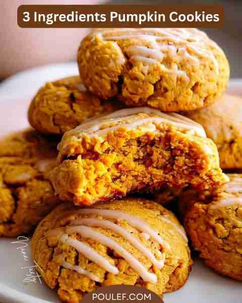 3 Ingredients Pumpkin Cookies Ingredients: - 1 cup canned pumpkin - 2 cups oat flour - 1/2 cup brown...