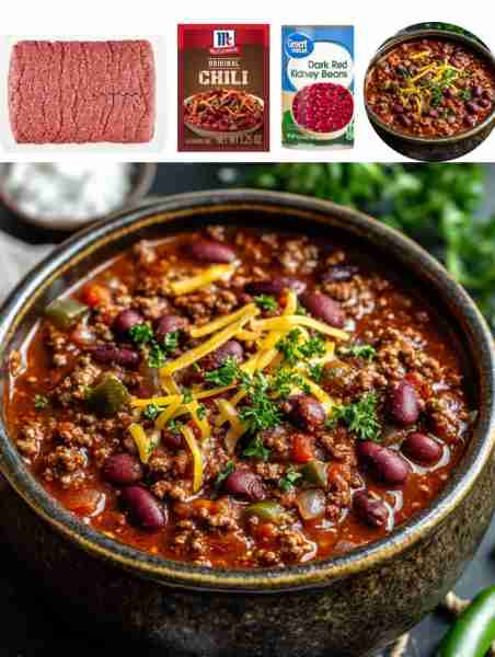 Wendy's Chili Ingredients: - 2 lbs ground beef - 1 onion, chopped - 1 green pepper, chopped - 2 cans...