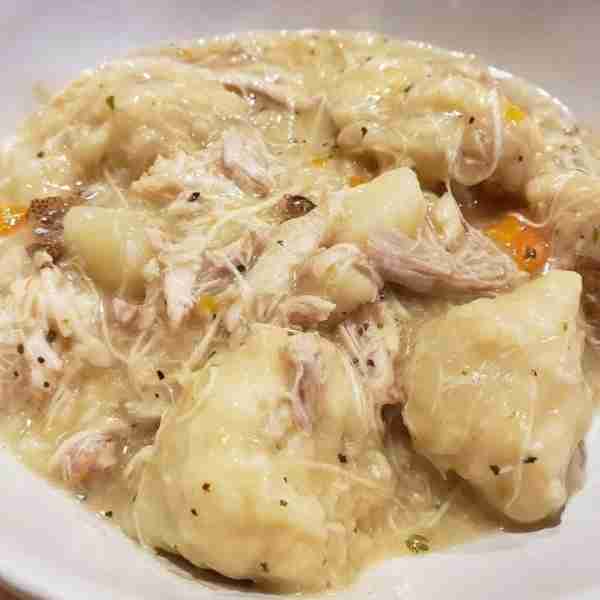 I've always made the chicken and dumplings I was raised on with big fluffy dumplings cooked on top o...