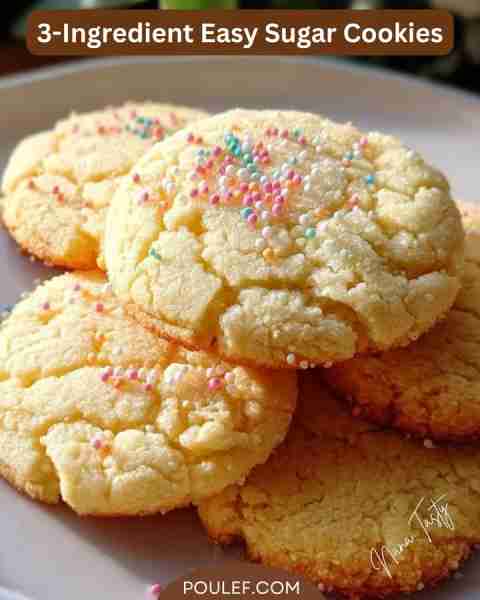 3-Ingredient Easy Sugar Cookies Ingredients: - 1 cup unsalted butter, softened - 1 cup granulated su...