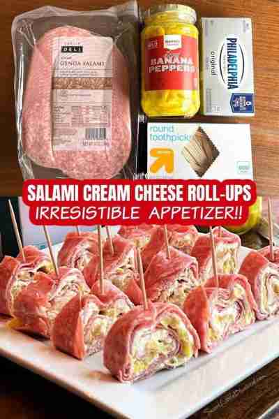Salami Cream Cheese Roll Ups (Easy)! 💖 These irresistible salami bites will fly off the plate. Make...