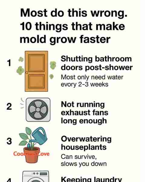 Most do this wrong. 10 things that make mold grow faster. Full article 👇 💬