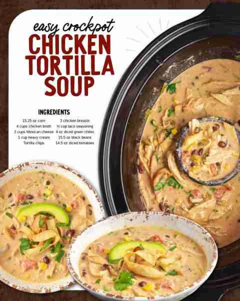 All I want for Christmas… is Crockpot Chicken Tortilla Soup ❤️🍲✨ Ingredients 2 boneless skinless c...