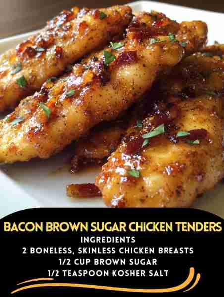 Bacon Brown Sugar Chicken Tenders Ingredients: 1 lb chicken tenders (about 10–12 tenders) 12 slices...