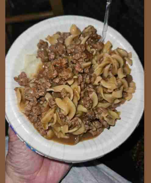 One of my favorite comfort foods. Hamburger, browned with onion, salt and pepper, then add water and...