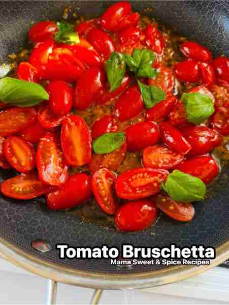 Delicious Tomato Bruschetta! Marinated tomatoes in olive oil, smells so good in the house today! All...