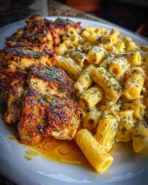 Garlic Butter Chicken Rigatoni in Creamy Velveeta Three-Cheese Sauce Ingredients: 1½ lbs boneless, s...