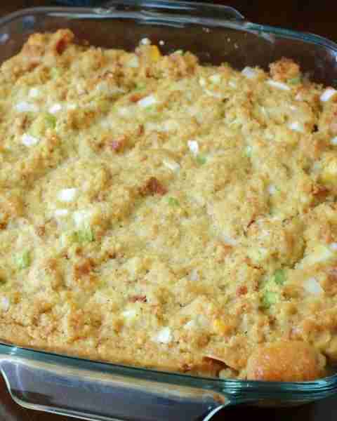 "This is an old family recipe from my dad's mother, Velma. It's a Christmas/Thanksgiving cornbread d...