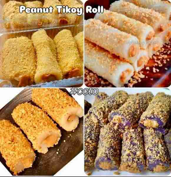 Peanut Tikoy Roll 😋😋😋 3 cups glutinous rice flour 1 1/2 cup sugar 1 1/2 cup water 2 tsp vanilla e...