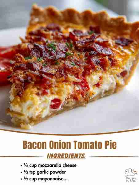 🥓🍅 Bacon Onion Tomato Pie – Southern Comfort in Every Bite! 💛 You’ll Need: 1 refrigerated pie cru...