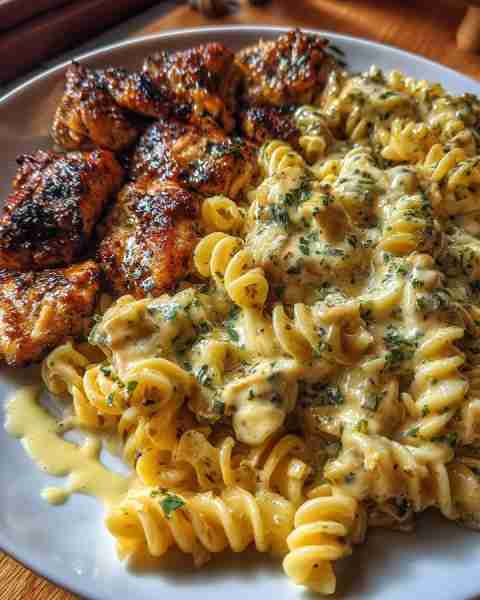Garlic Parmesan Chicken Rotini in Creamy Mozzarella Alfredo Sauce Ingredients: 1½ lbs boneless, skin...