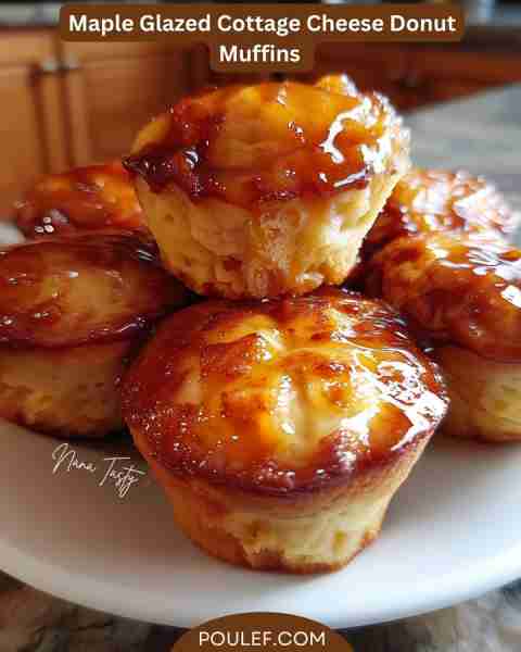 Maple Glazed Cottage Cheese Donut Muffins 🍁🧁 Fluffy, high-protein muffins that taste just like map...