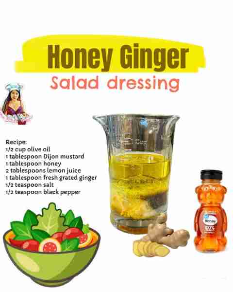Delicious Honey Ginger Salad Dressing So easy to make! I love fresh ginger with lemon flavor. Great...