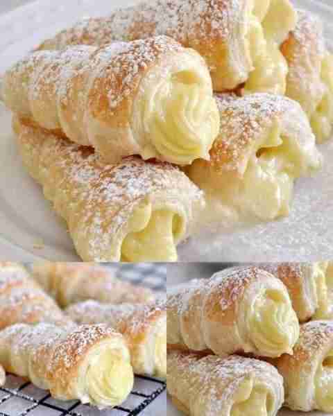 PUFF PASTRY HORNS RECIPE INGREDIENTS: 3 egg yolks 3 tablespoons (30 gr) of all-purpose flour 1/2 cup...