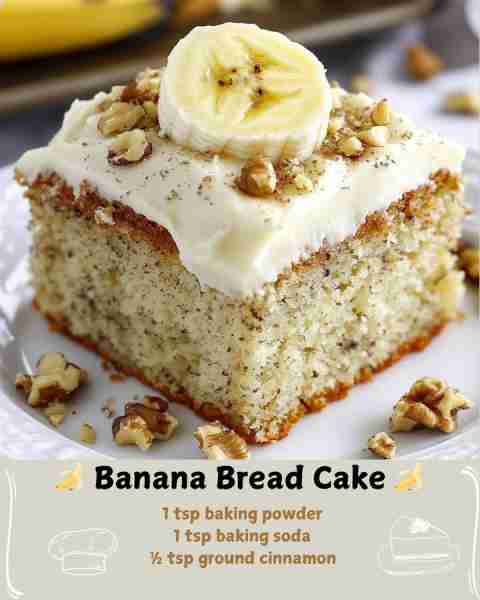 🍌 Banana Bread Cake 🍌 Ingredients For the Cake: 1½ cups (345g) mashed ripe bananas (about 3–4 bana...