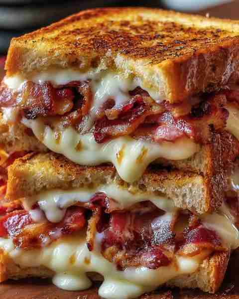 Ultimate Bacon Grilled Cheese Sandwich Recipe: Ingredients: 4 slices thick-cut bread (sourdough or b...