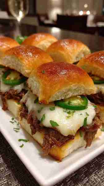 Philly Cheesesteak Sliders 🥩🧅🧀 🛒 Ingredients: 12 slider buns (Hawaiian rolls work great) 1 lb th...