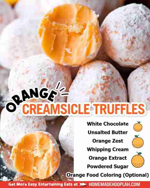 Delicious orange truffles that will remind you of all the creamsicle treats you had as a kid. Very e...