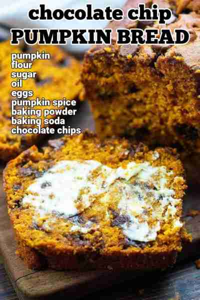 Our easy Chocolate Chip Pumpkin BRead is so moist, loaded with pumpkin flavor, and studded with choc...