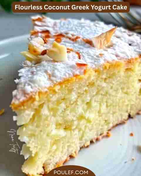 This Flourless Coconut Greek Yogurt Cake is soft, moist, and filled with tropical flavor—made with c...
