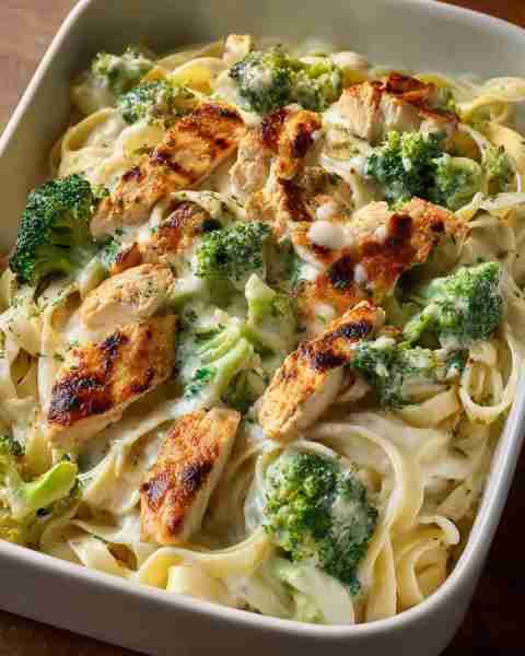 No leftovers were seen after this one — Creamy Chicken & Broccoli Alfredo Bake 🍗🧀