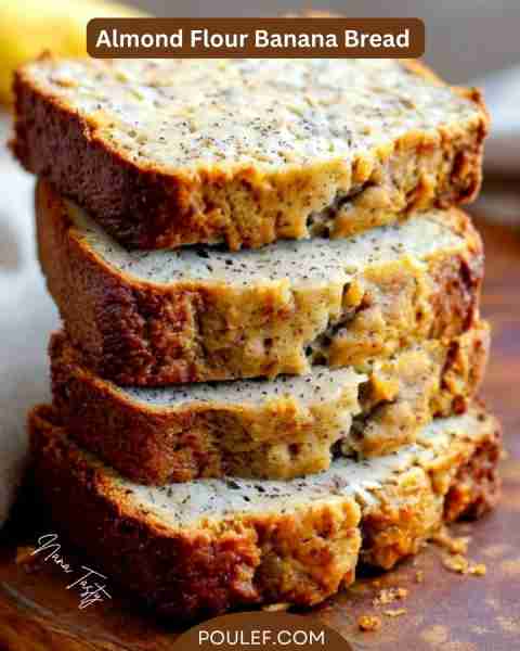 Almond Flour Banana Bread 🍌 A moist, healthy treat blending ripe bananas and nutty almond flour....