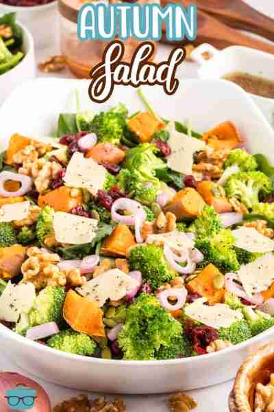This Autumn Salad is colorful, fresh, and full of seasonal flavor with kale, sweet potatoes, cranber...