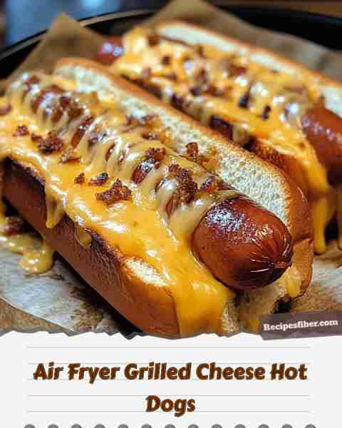 Air Fryer Grilled Cheese Hot Dogs 🌭🧀 Deliciously crispy and cheesy hot dogs made in an air fryer!...