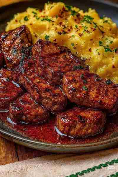 Garlic Butter Steak Bites with Mashed Potatoes 🥩🧈🥔 Ingredients: 400g sirloin or ribeye steak, cut...