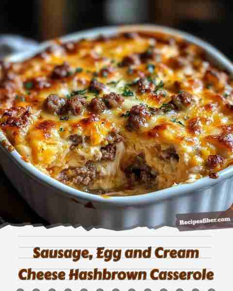 Sausage, Egg and Cream Cheese Hashbrown Casserole 🍳🥓🧀 A delicious and hearty breakfast casserole...
