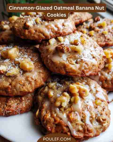 Cinnamon-Glazed Oatmeal Banana Nut Cookies There's something heartwarming about the smell of cookies...