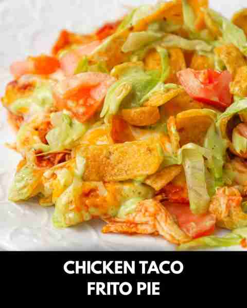 Chicken Taco Frito Pie is an easy weeknight dinner recipe made with shredded chicken tossed in salsa...