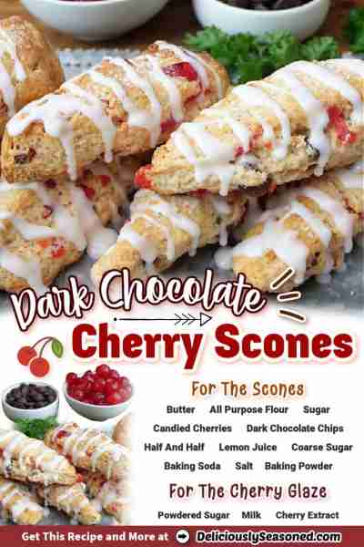 DARK CHOCOLATE CHERRY SCONES! 🍒 Easy and delicious scones filled with dark chocolate and candied ch...