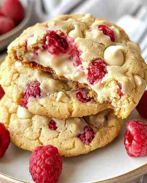 Raspberry White Chocolate Stuffed Cookies Ingredients 1 1/2 cups all-purpose flour 1/2 teaspoon baki...