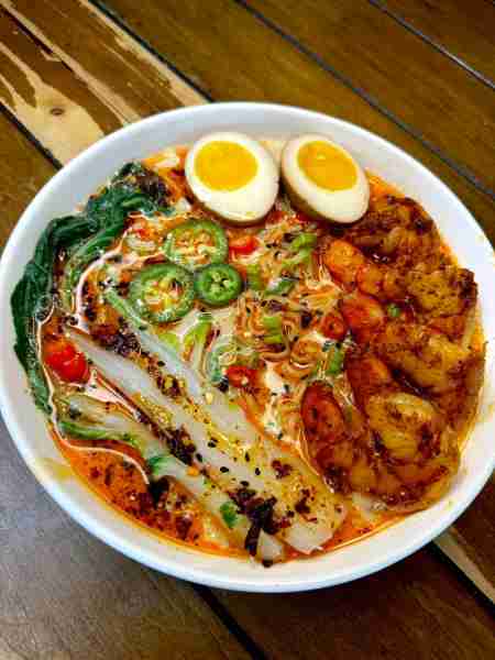 SPICY MISO RAMEN 1 disc Japanese ramen noodles 1 tbsp miso paste 1 tbsp kewpie mayo 1 tbsp soy sauce...