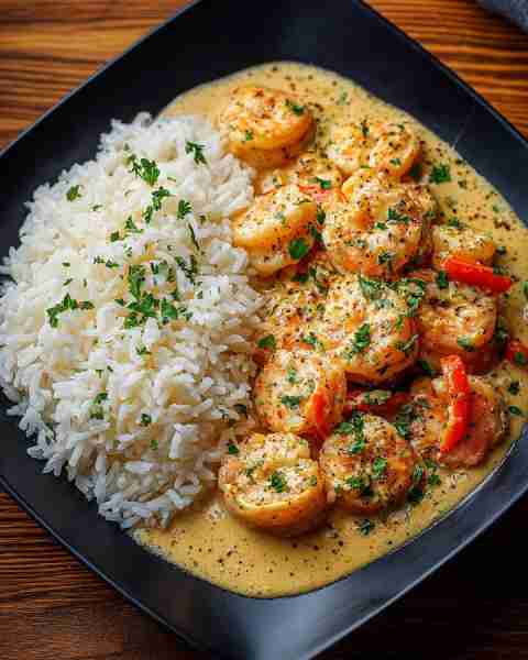 Was told not to skip this — Creamy Garlic Butter Shrimp with Rice & Peppers