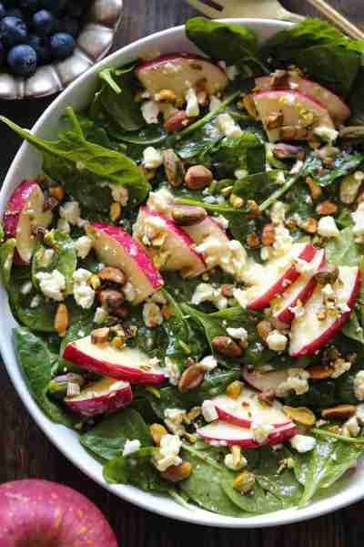 🍏🍎 Apple Spinach Salad with Honey-Mustard Lemon Dressing 🍏🍎