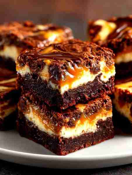 🍫🍮 Caramel Cheesecake Brownies 🤎✨ Ingredients For the Brownie Layer: • 120 g unsalted butter •...