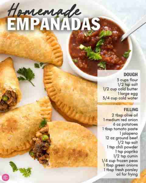EMPANADAS Tender flakey empanadas loaded with ground beef, potatoes, peas, and tons of Mexican spice...