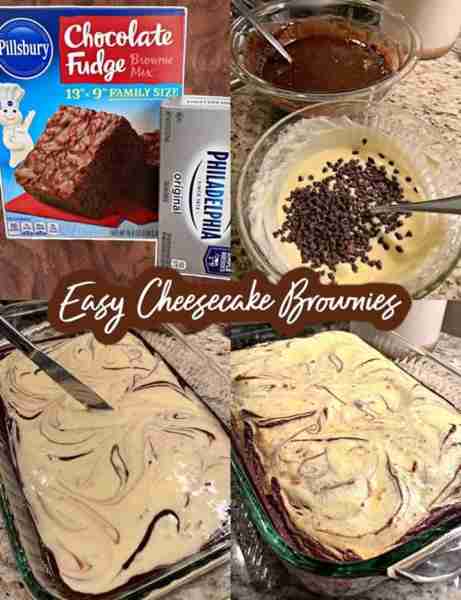Easy Cheesecake Brownies! 💖 Simple to make, so good! Fudgy brownies with a cheesecake marble toppin...