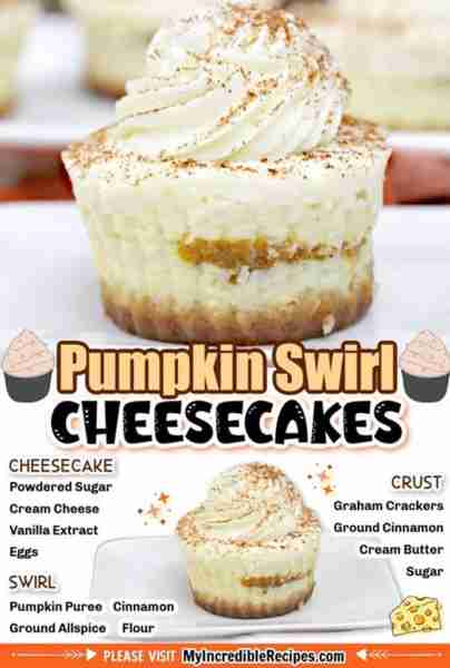 Pumpkin Swirl Cheesecakes! 🧡🧡 A Delicious Pumpkin Dessert! 🎃 RECIPE BELOW!